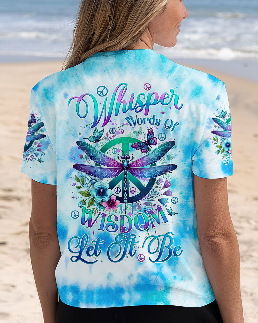 Whisper Words of Wisdom Let It Be Tie Dye Blue Dragonfly AOP Shirts _12_ Tp8i2