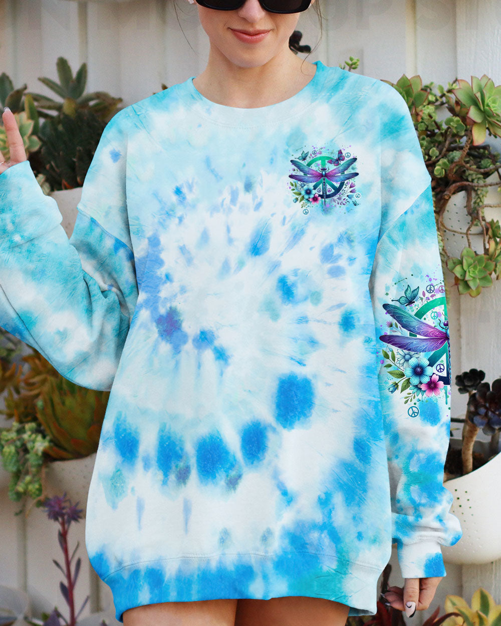 Whisper Words of Wisdom Let It Be Tie Dye Blue Dragonfly AOP Shirts _2_ yxS86