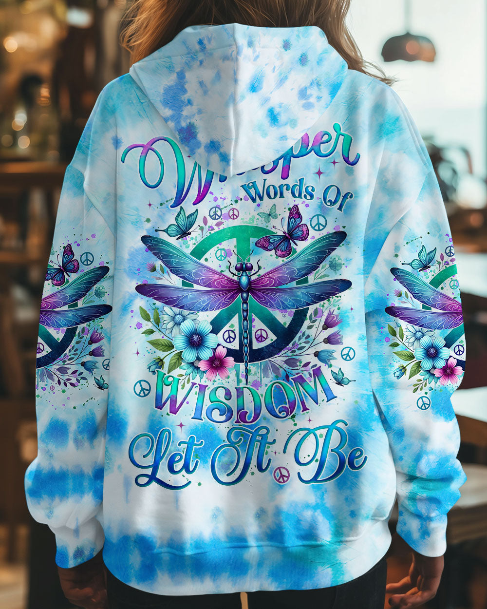 Whisper Words of Wisdom Let It Be Tie Dye Blue Dragonfly AOP Shirts _8_ OPHWl