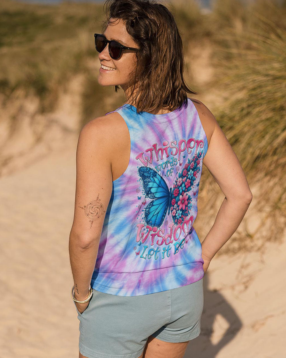 Whisper Words of Wisdom Let It Be Tie Dye Butterfly Graphic AOP Shirts _14_ NVkgK