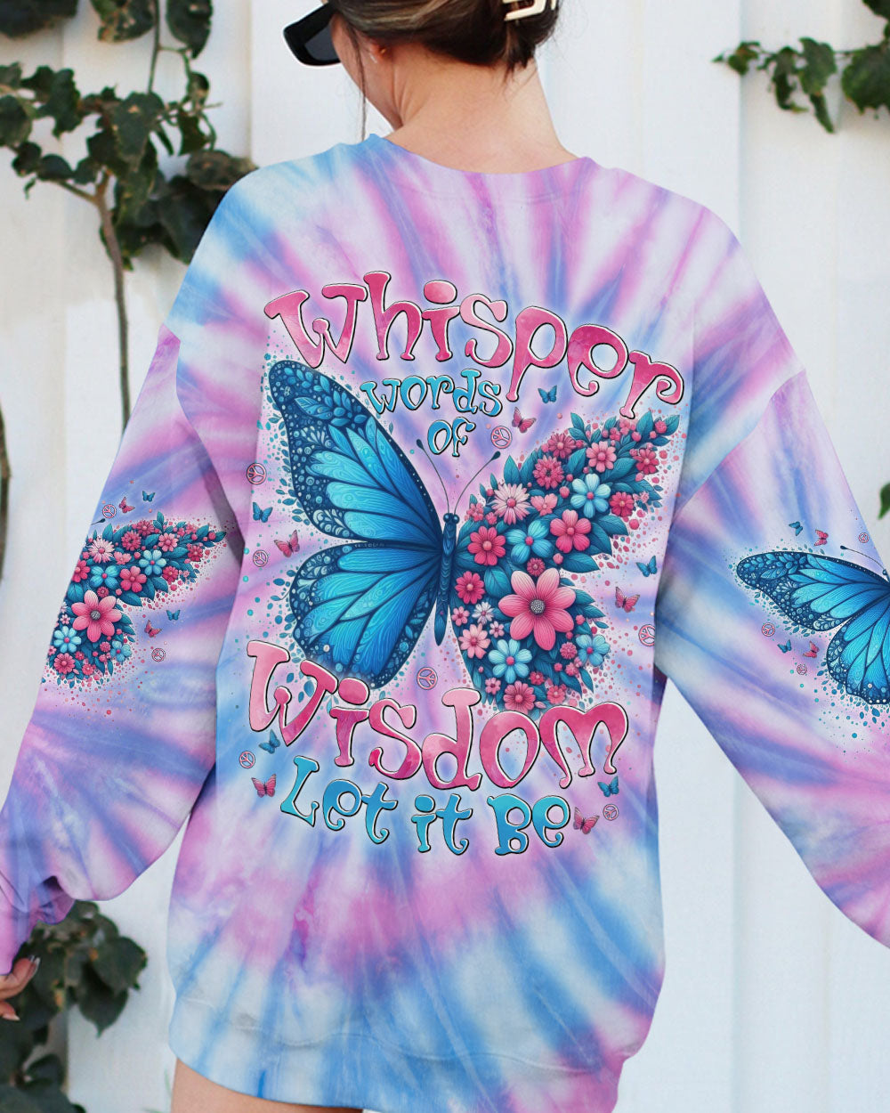 Whisper Words of Wisdom Let It Be Tie Dye Butterfly Graphic AOP Shirts _9_ Jh03j