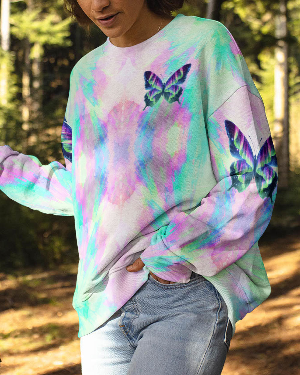 Whisper Words of Wisdom Let It Be Tie Dye Butterfly Peaceful AOP Shirts _2_ 9d9r2