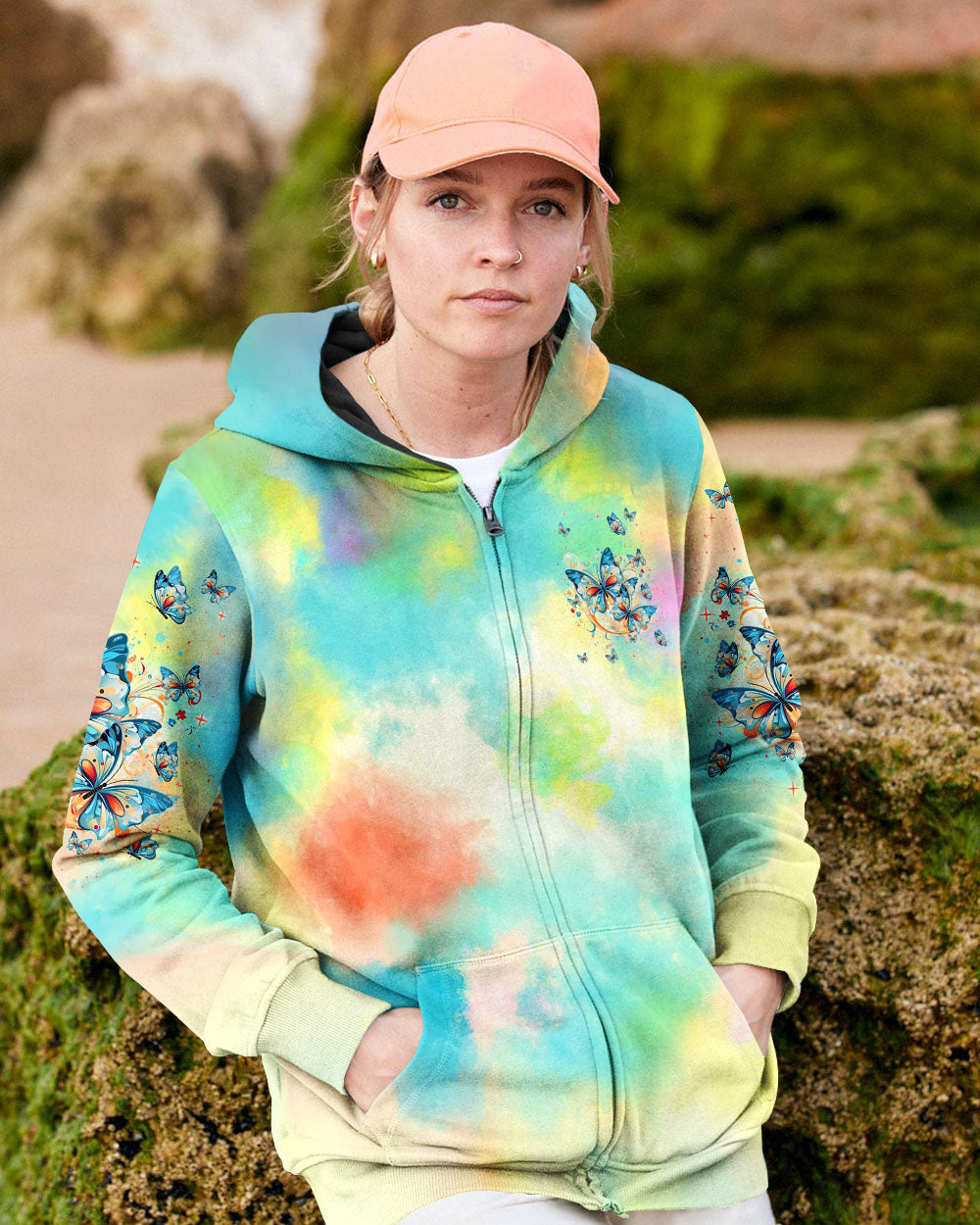 Whisper Words of Wisdom Let It Be Tie Dye Colorful Butterfly AOP Shirts _10_ p9jTQ