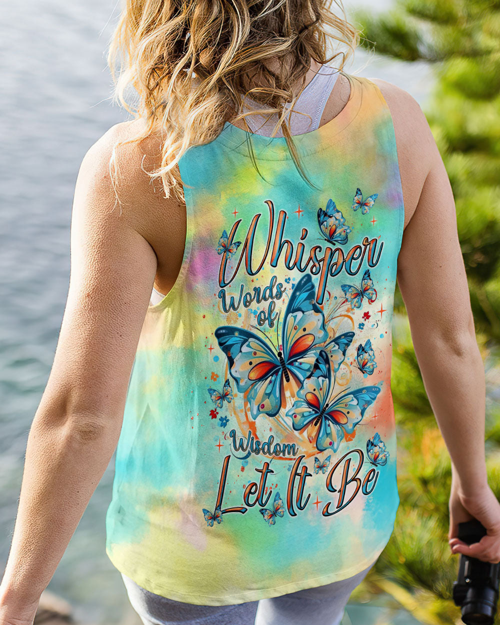Whisper Words of Wisdom Let It Be Tie Dye Colorful Butterfly AOP Shirts _14_ v737p