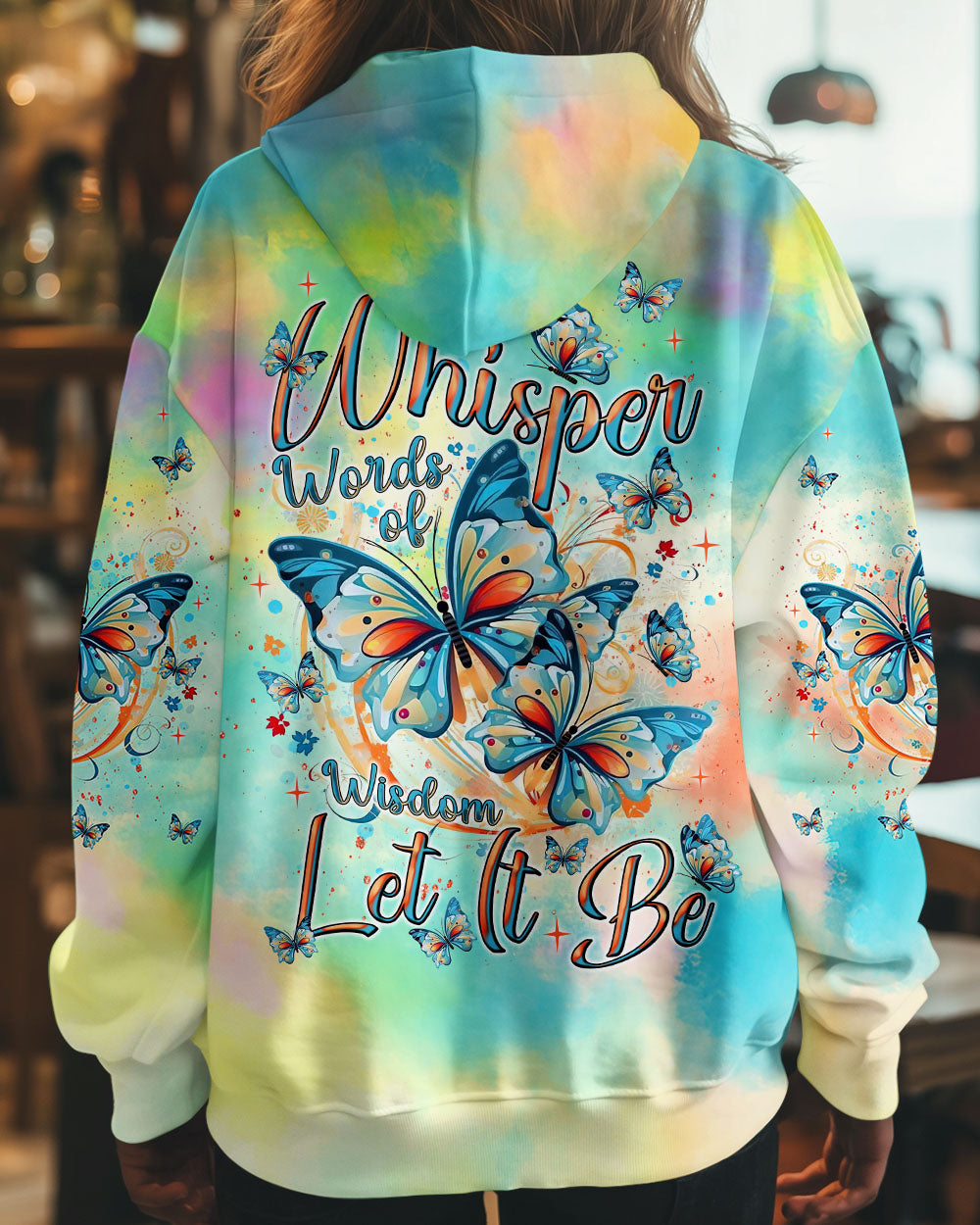 Whisper Words of Wisdom Let It Be Tie Dye Colorful Butterfly AOP Shirts _7_ A5RT5