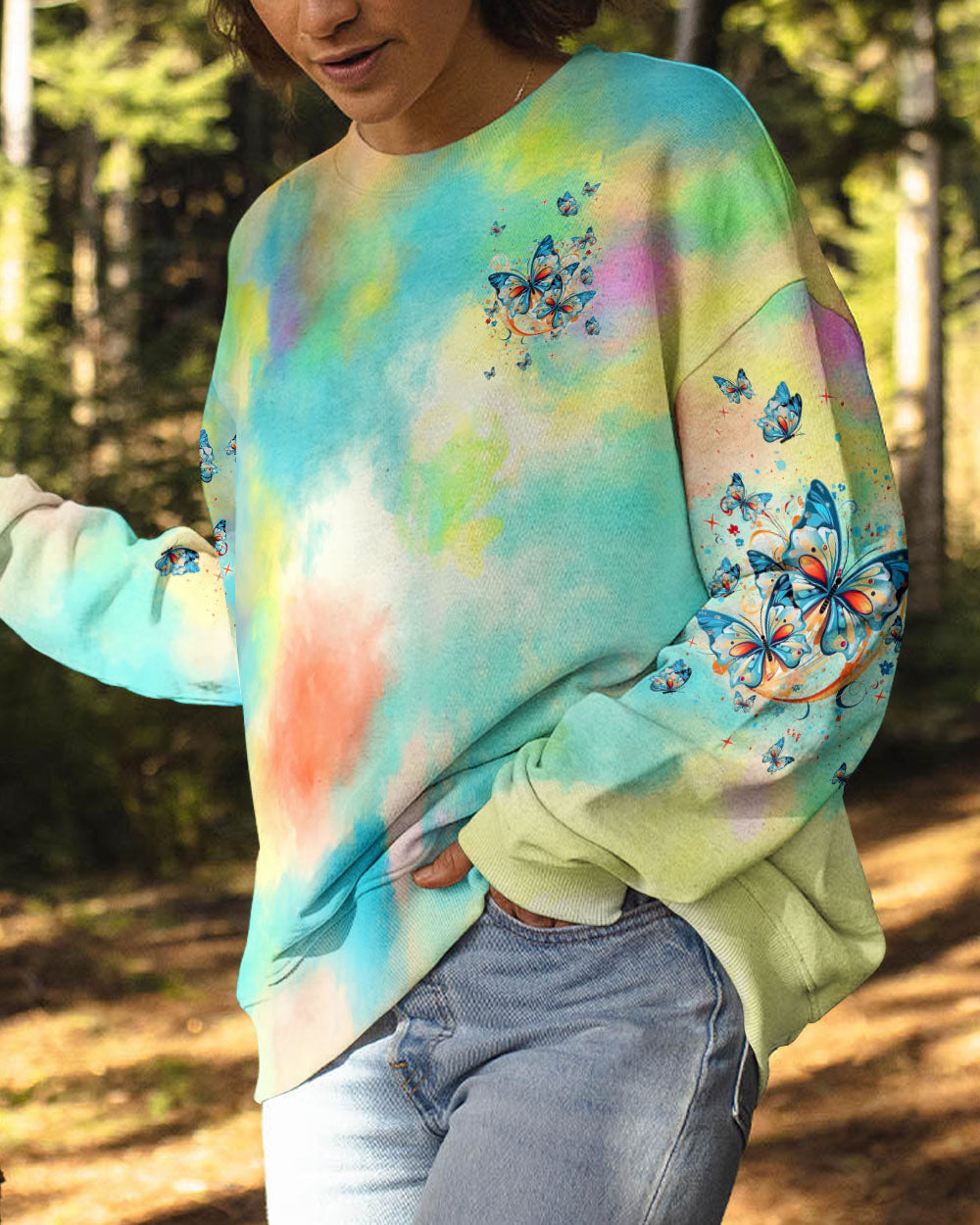 Whisper Words of Wisdom Let It Be Tie Dye Colorful Butterfly AOP Shirts _8_ h6bdy