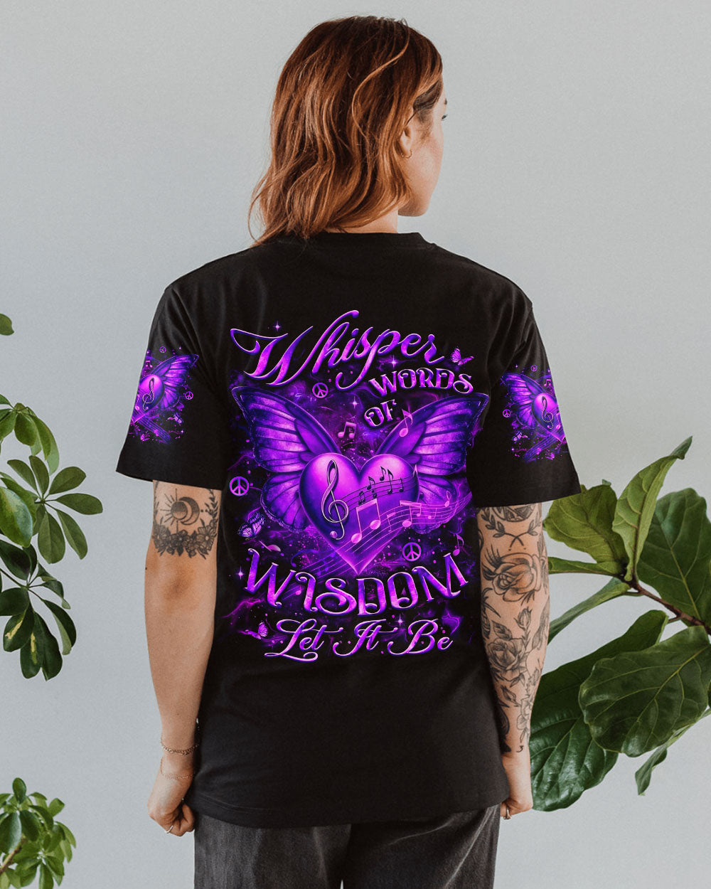 Whisper Words of Wisdom Let it Be Purple Butterfly Music Heart AOP Shirts _10_ OkbcL