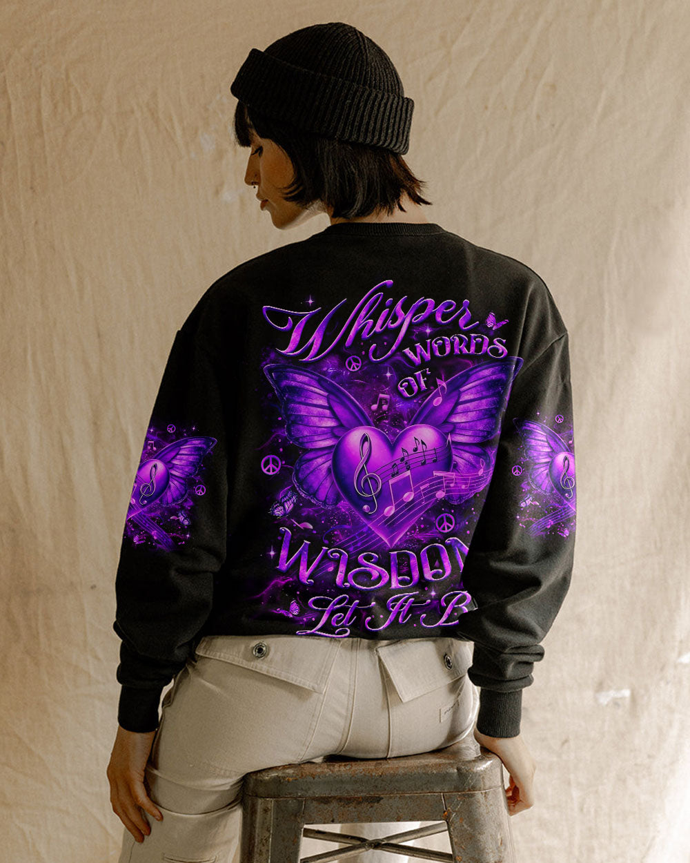 Whisper Words of Wisdom Let it Be Purple Butterfly Music Heart AOP Shirts _3_ OkAse