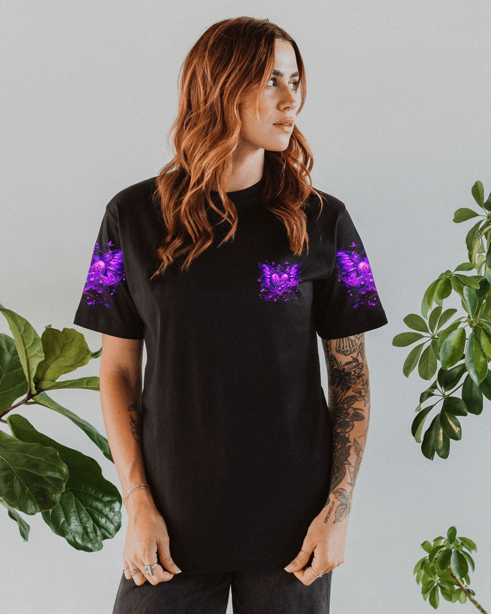 Whisper Words of Wisdom Let it Be Purple Butterfly Music Heart AOP Shirts _9_ 8L4ww