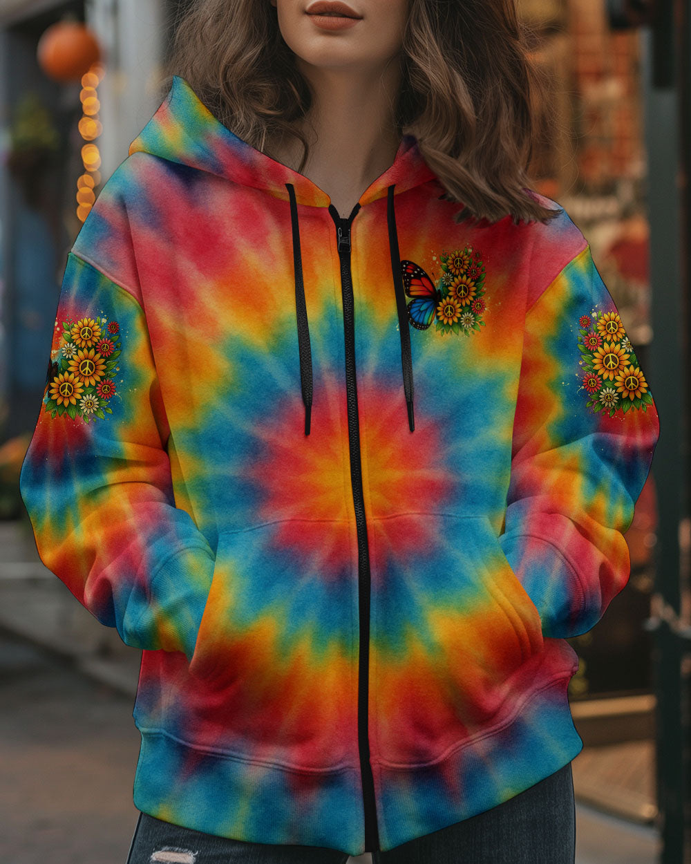 Whisper Words of Wisdom Let it Be Tie Dye Butterfly with Sunflower Peace for Hippie Women AOP Shirts _10_ Bf3tp