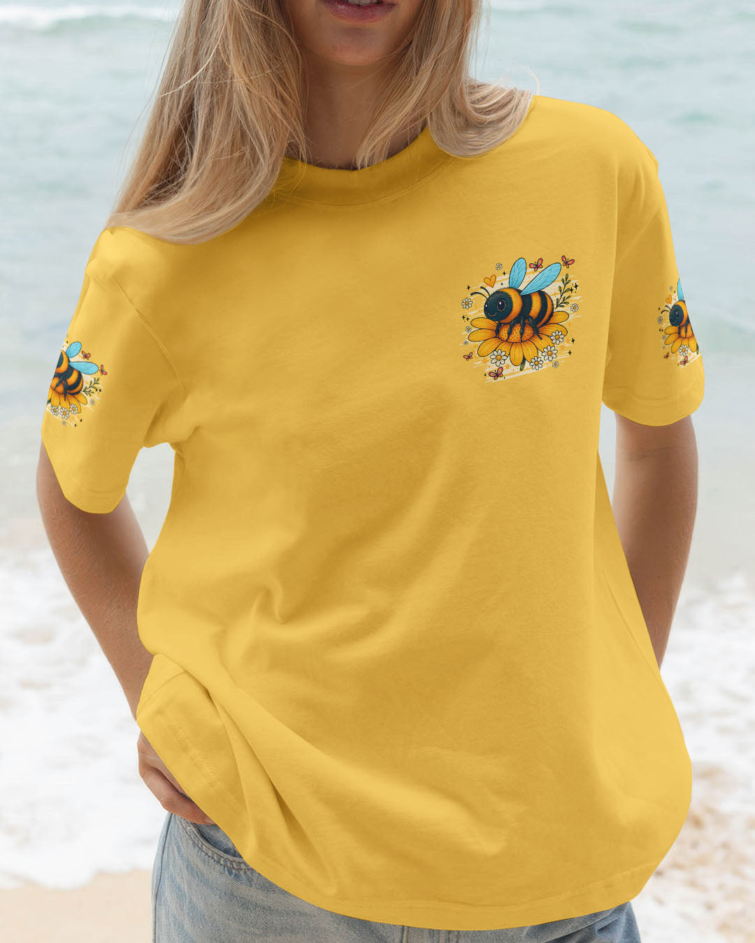 Whisper Words of Wisdom Let it Bee Sunflowers and Bees Design AOP Shirts _15_ MfrpV