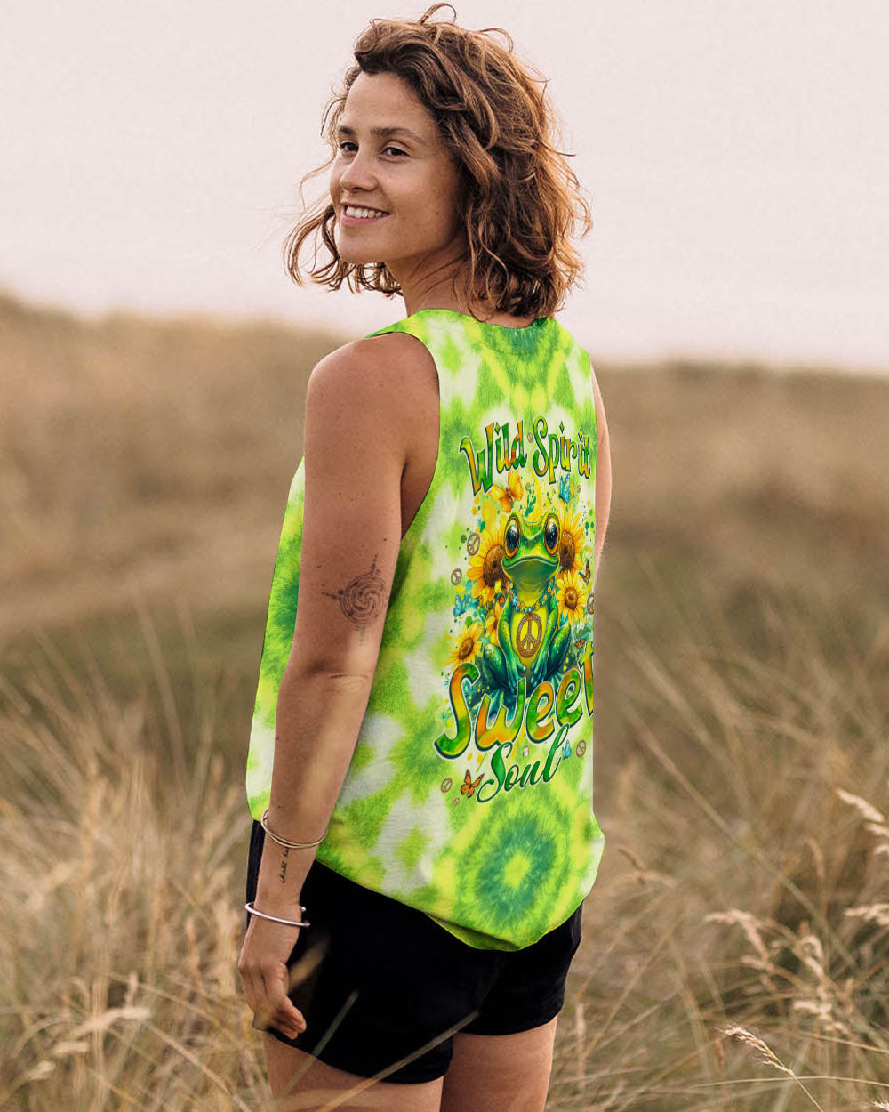 Wild Spirit Sweet Soul Hippie Frog Sunflower Tie Dye AOP Shirts _7_ tS8yQ