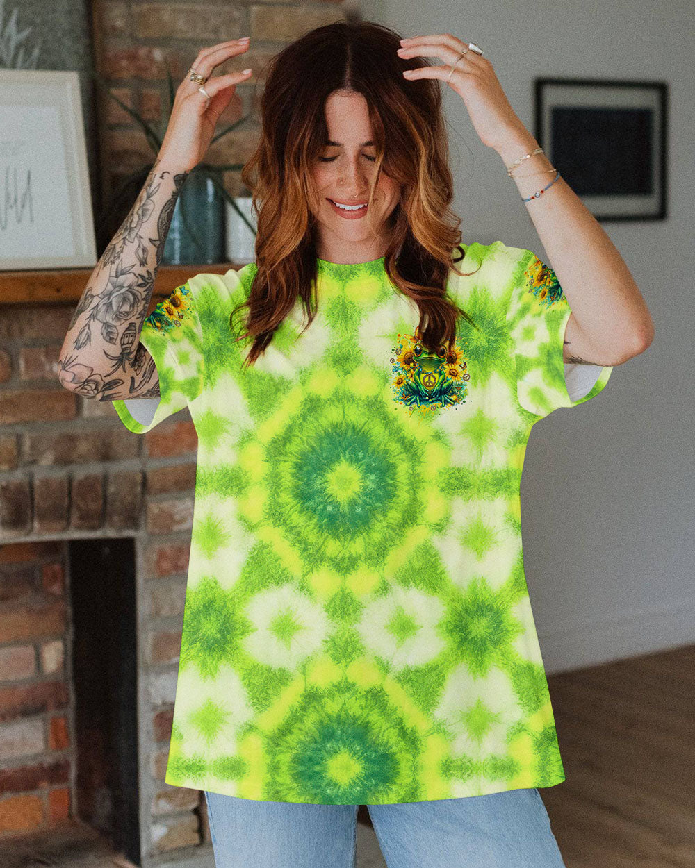 Wild Spirit Sweet Soul Hippie Frog Sunflower Tie Dye AOP Shirts _8_ daa2c
