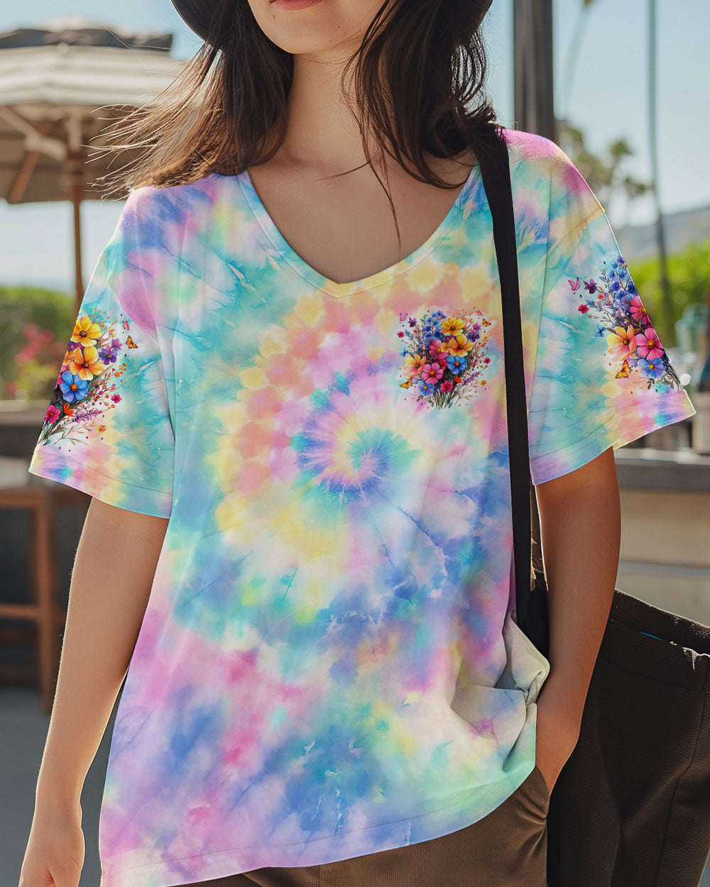 Wildflowers Dont Care Where They Grow Colorful Floral Tie Dye Pullover for Women AOP Shirts _11_ 6OPw9