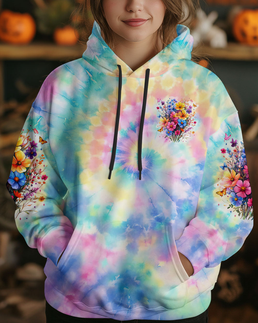Wildflowers Dont Care Where They Grow Colorful Floral Tie Dye Pullover for Women AOP Shirts _13_ E2M4t