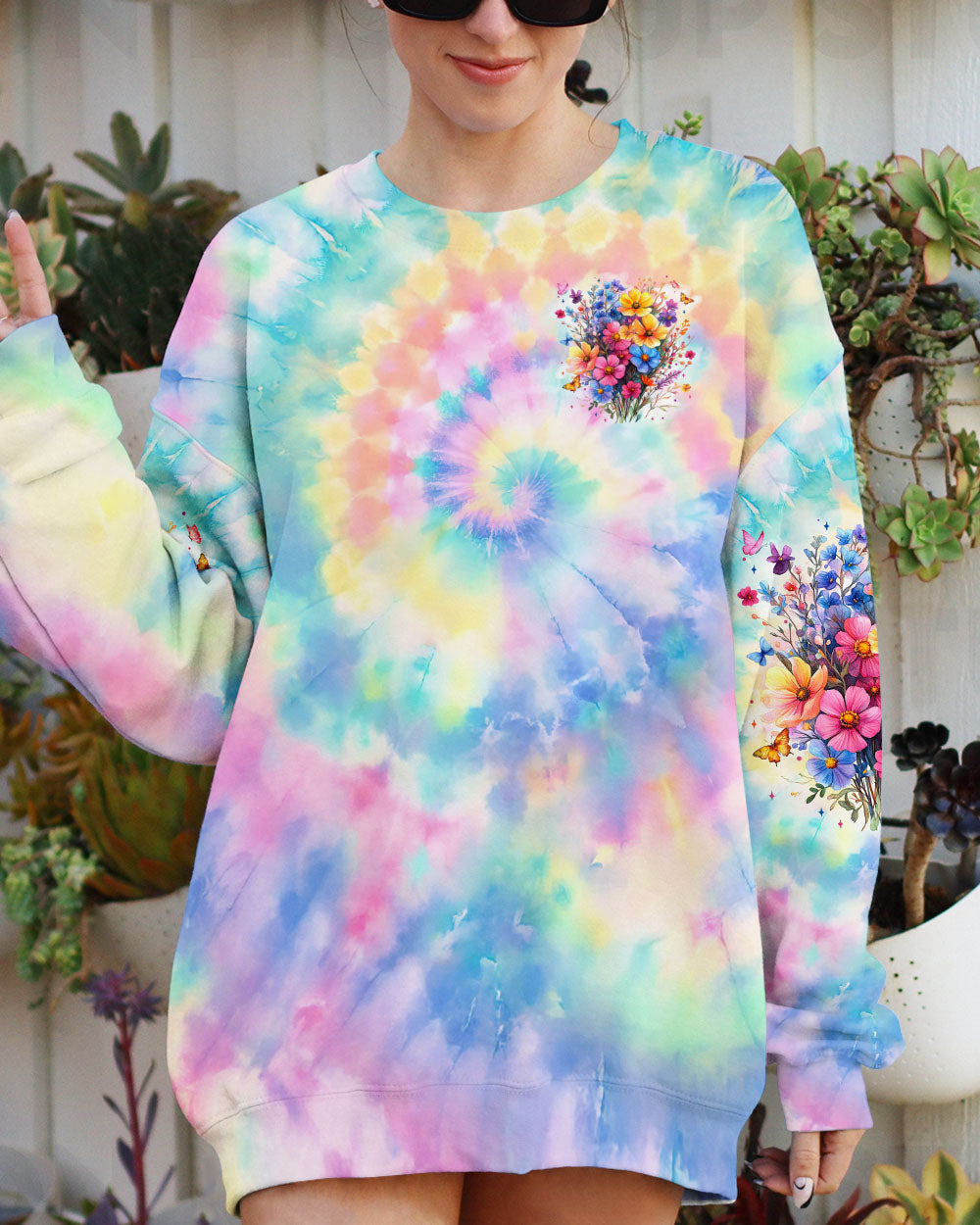 Wildflowers Dont Care Where They Grow Colorful Floral Tie Dye Pullover for Women AOP Shirts _2_ xqyUy