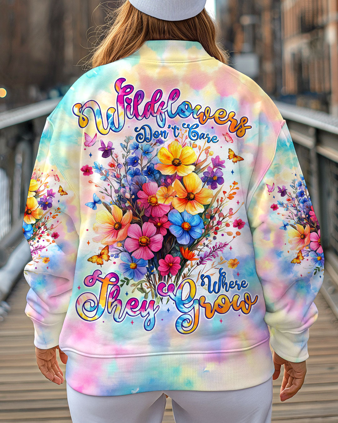 Wildflowers Dont Care Where They Grow Colorful Floral Tie Dye Pullover for Women AOP Shirts _3_ sCTPv