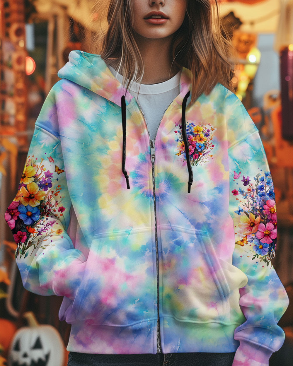 Wildflowers Dont Care Where They Grow Colorful Floral Tie Dye Pullover for Women AOP Shirts _4_ KDGbQ