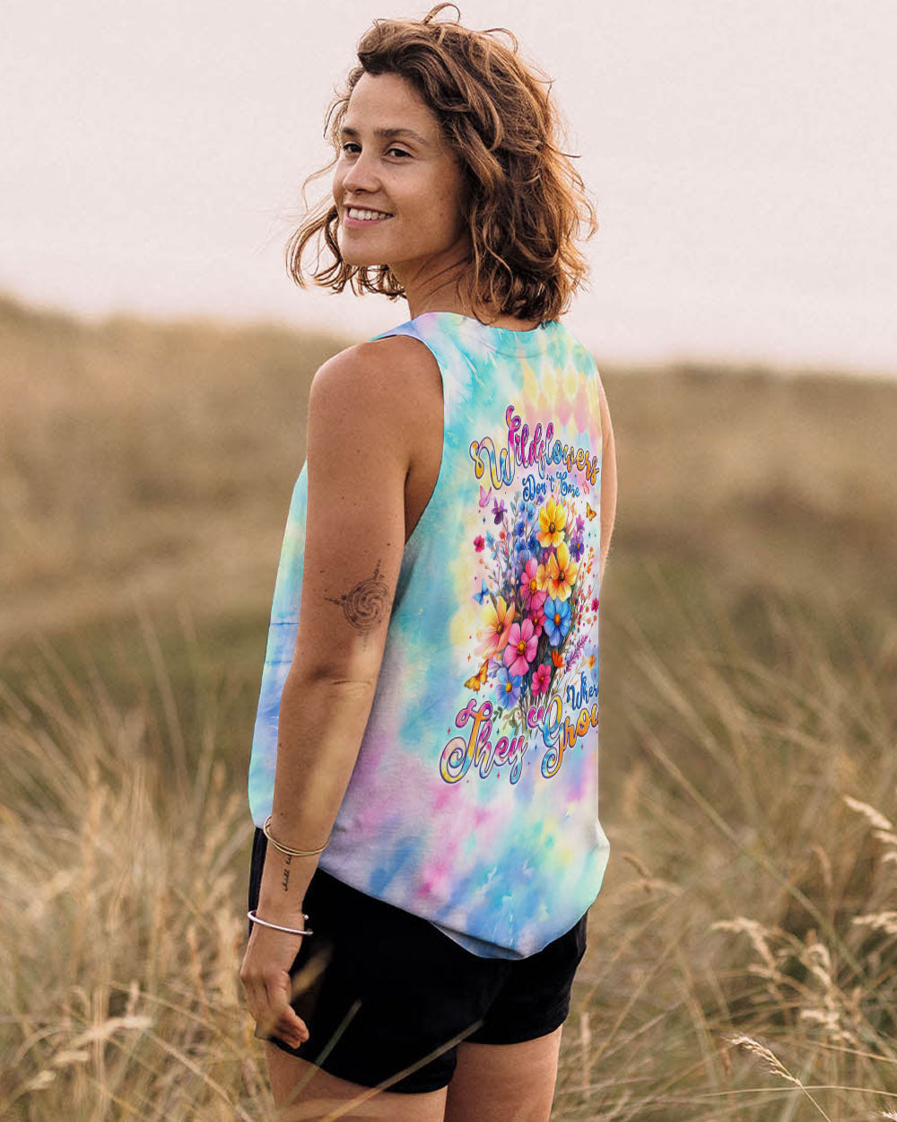Wildflowers Dont Care Where They Grow Colorful Floral Tie Dye Pullover for Women AOP Shirts _7_ l3Q9t