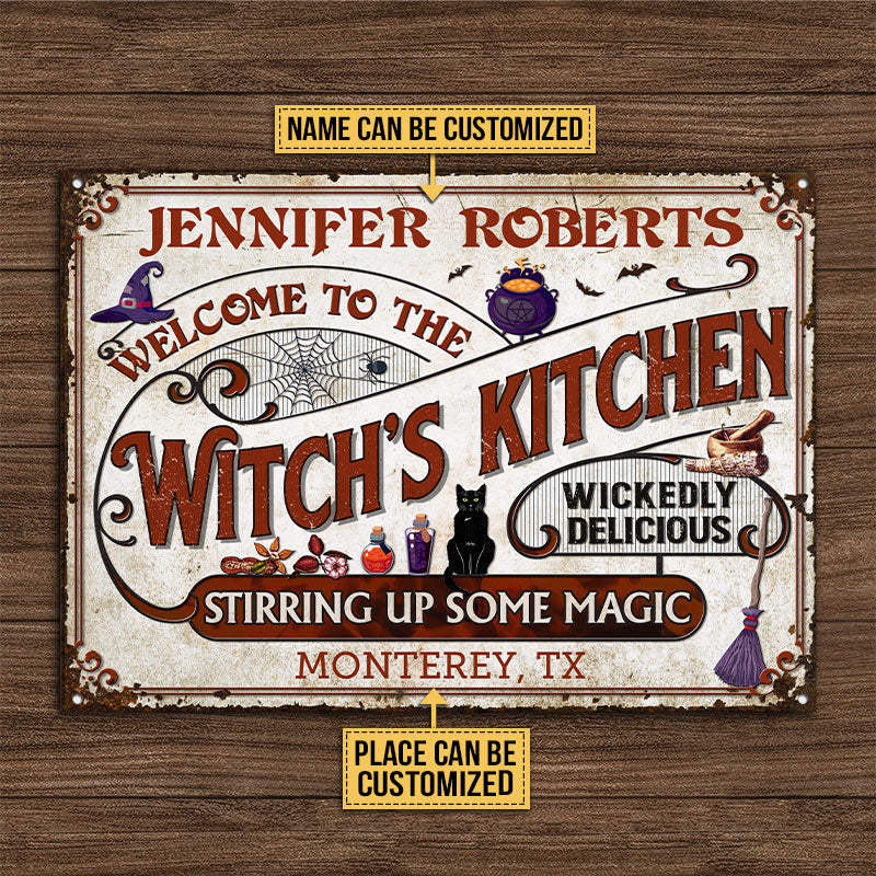 WitchKitchenStirringUpSomeMagicCustomClassicMetalSigns Mockup3