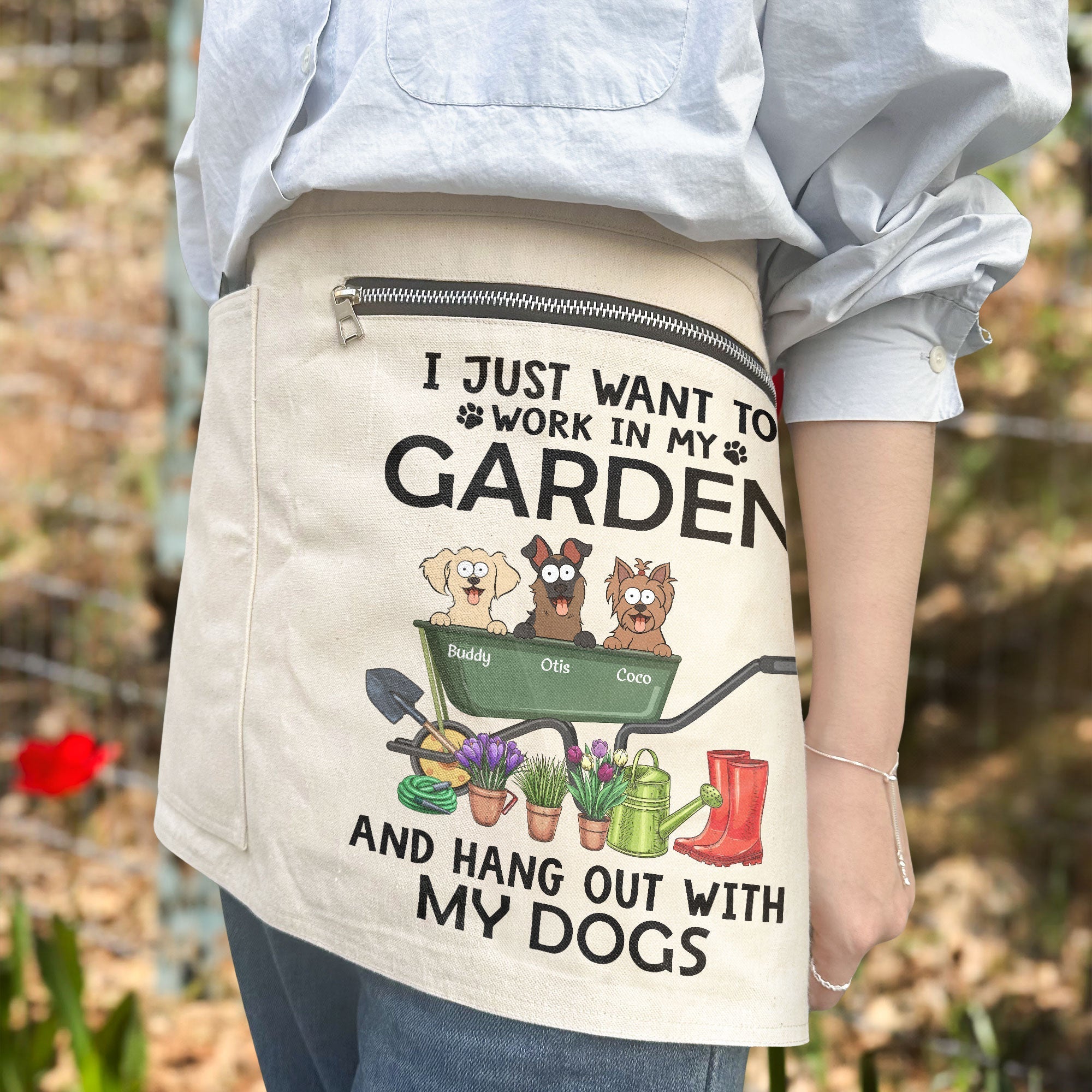Work In Garden Hang Out With Dogs Personalized Gardening Apron