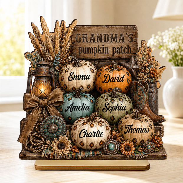 Western Grandma’s Pumpkin Patch - Personalized Wooden Plaque - Gift For Grandma