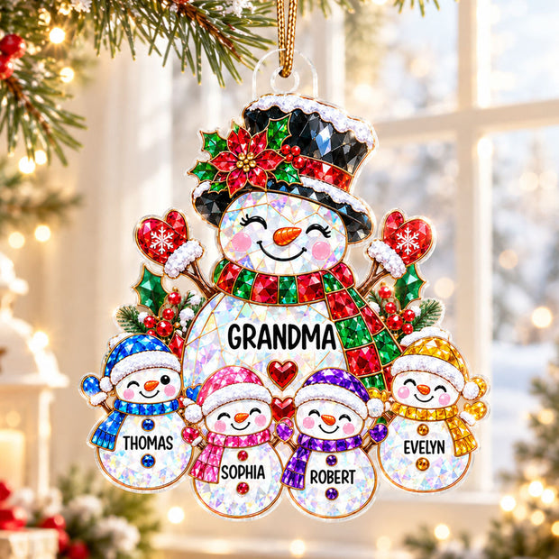 Grandma's Little Snowmen Christmas Gift For Grandma, Grandkids - Personalized Acrylic Ornaments