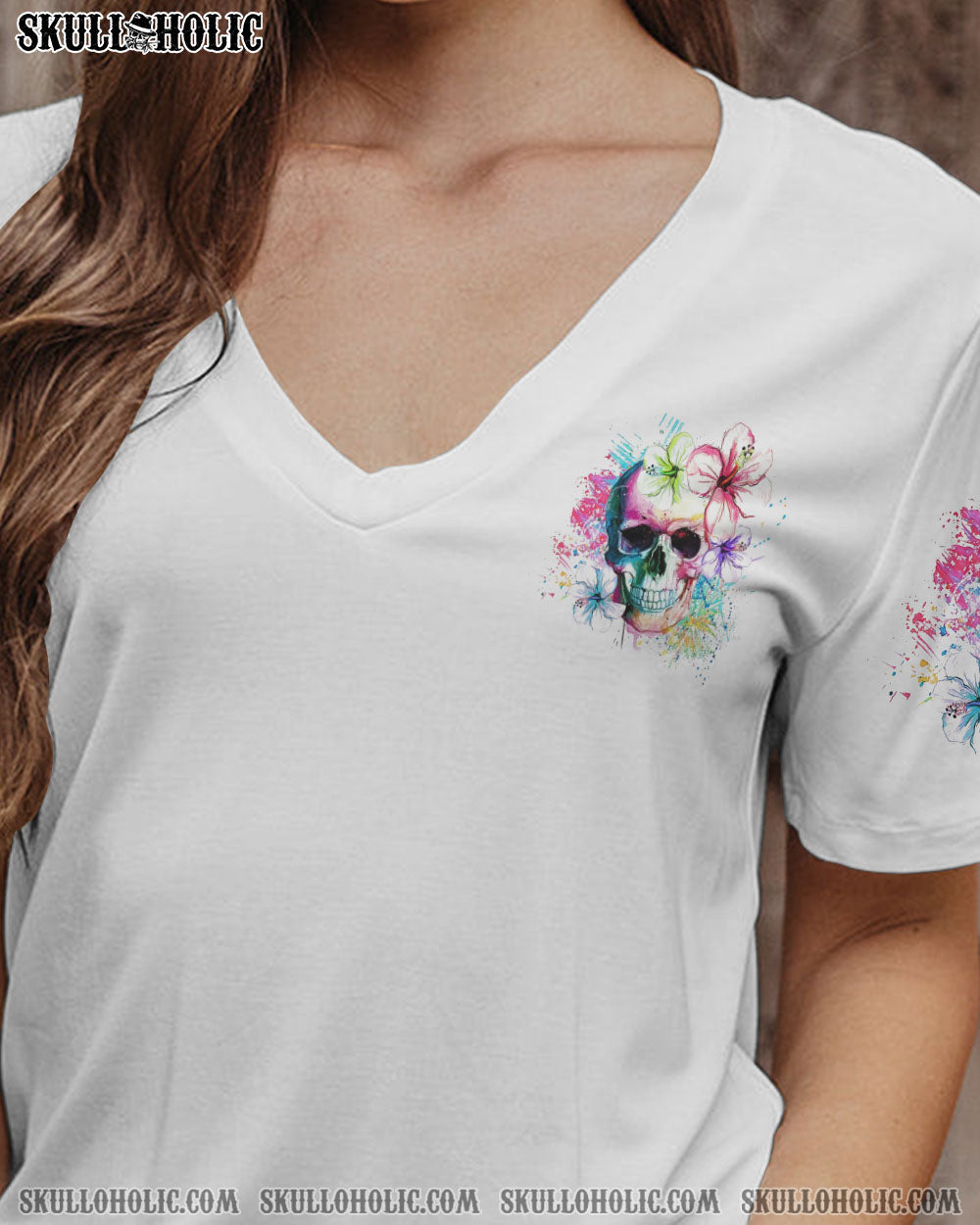 Yes I_E2_80_99m a Bitch But Not Yours Skull Floral Watercolor Graphic Tee for Women AOP Shirts _9_ OpXbD