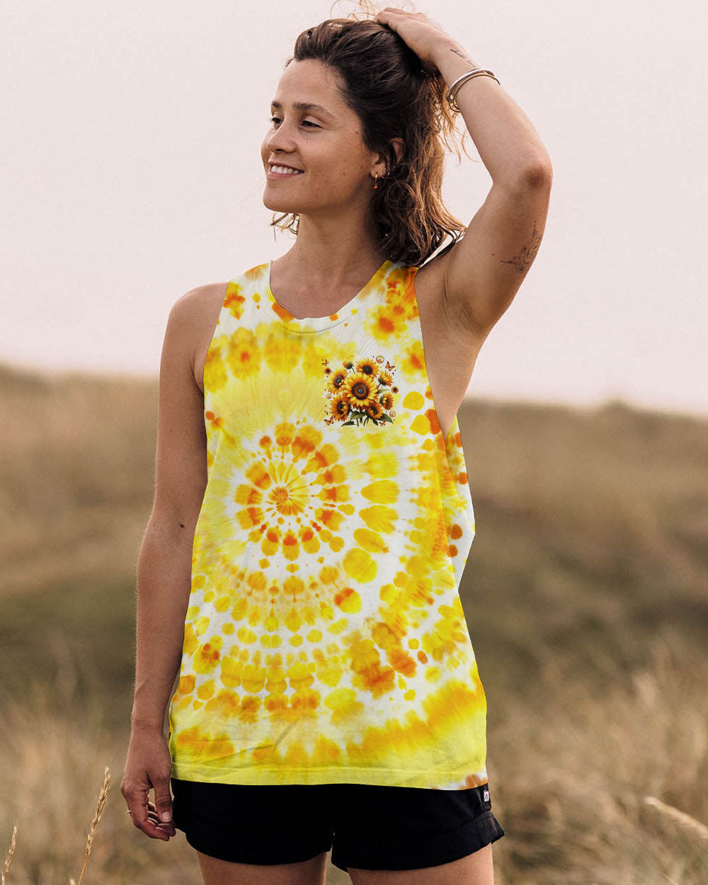 You Belong Among the Wildflowers Sunflower and Peace Signs Tie Dye AOP Shirts _10_ 3tvdq