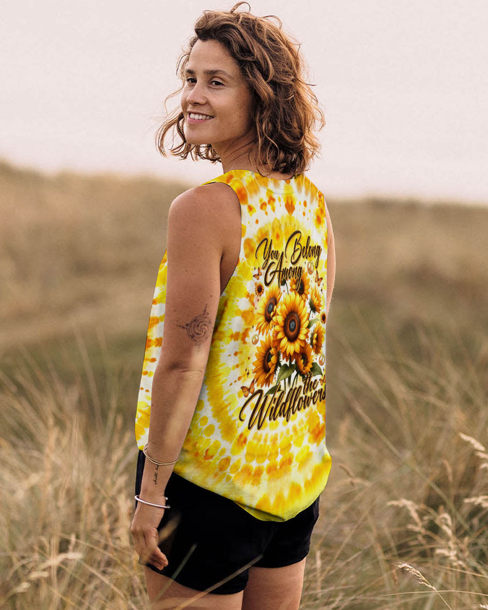 You Belong Among the Wildflowers Sunflower and Peace Signs Tie Dye AOP Shirts _11_ PVXUN