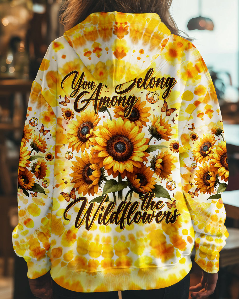 You Belong Among the Wildflowers Sunflower and Peace Signs Tie Dye AOP Shirts _12_ QjPdf