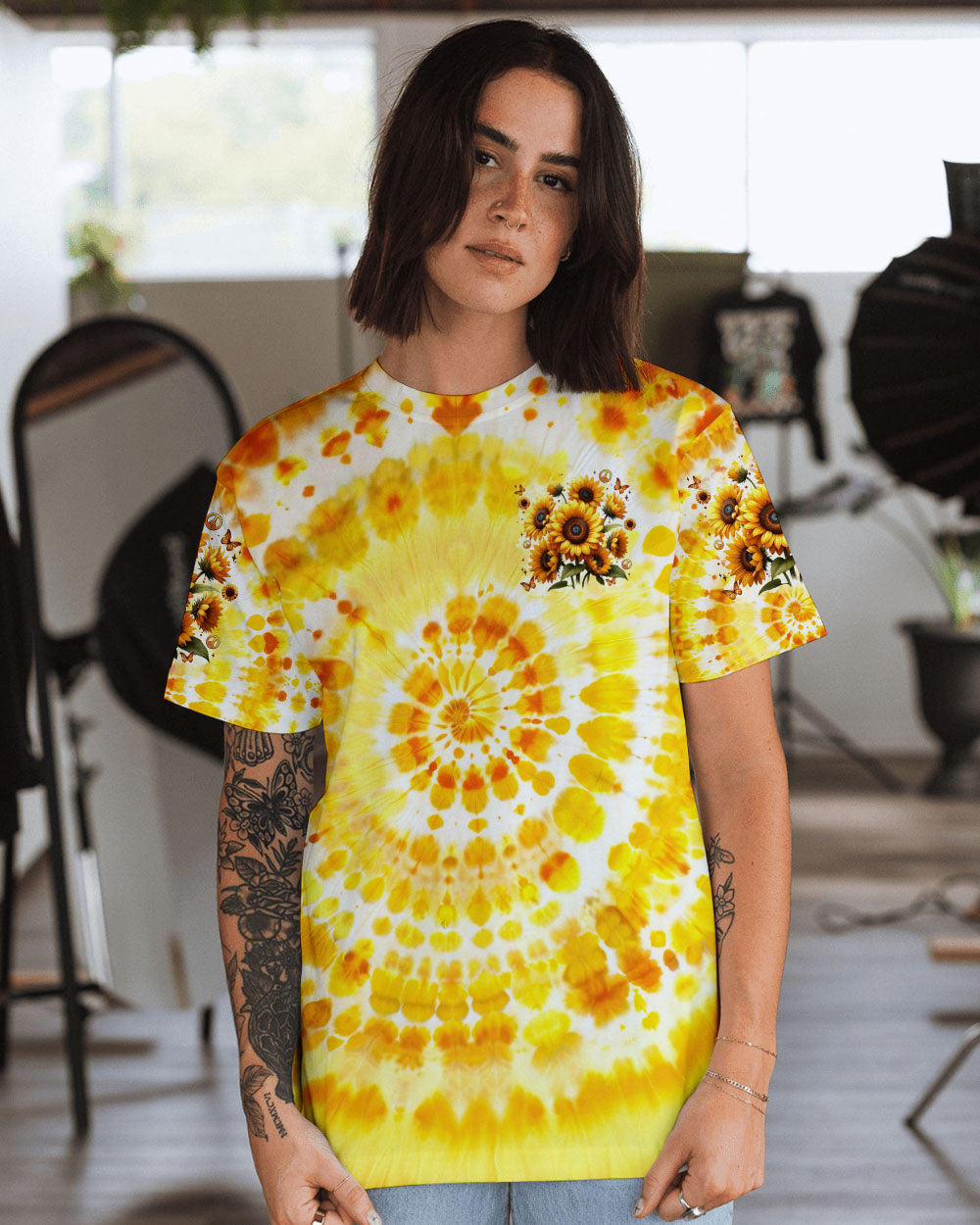 You Belong Among the Wildflowers Sunflower and Peace Signs Tie Dye AOP Shirts _13_ HQ6b2