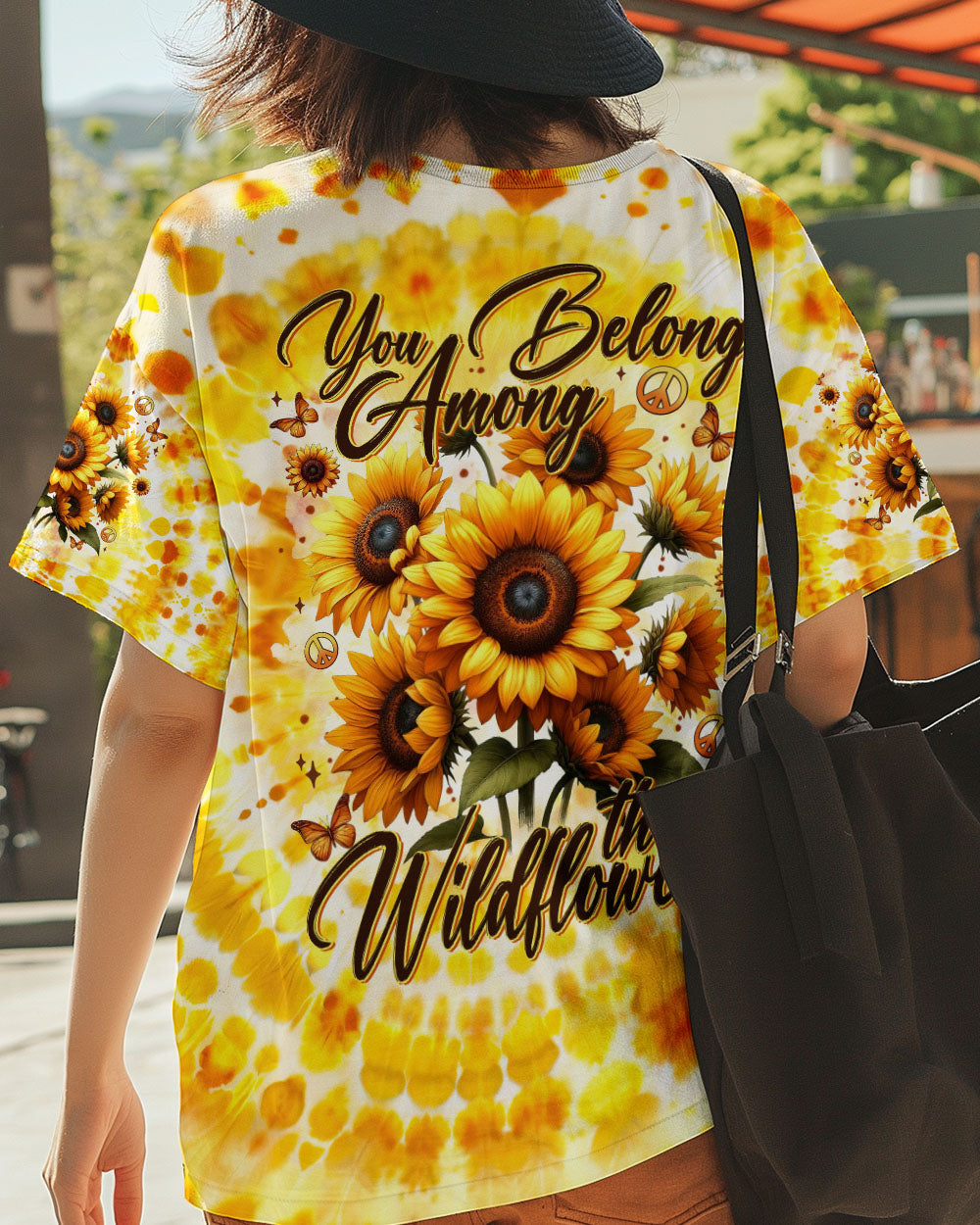 You Belong Among the Wildflowers Sunflower and Peace Signs Tie Dye AOP Shirts _3_ BJ78h