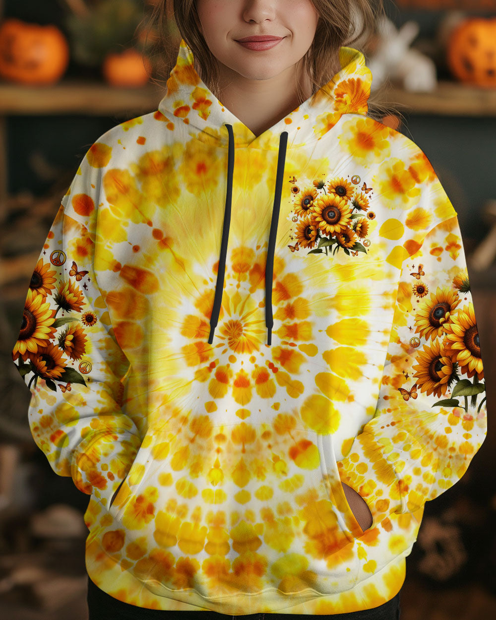You Belong Among the Wildflowers Sunflower and Peace Signs Tie Dye AOP Shirts _4_ Sh3hI