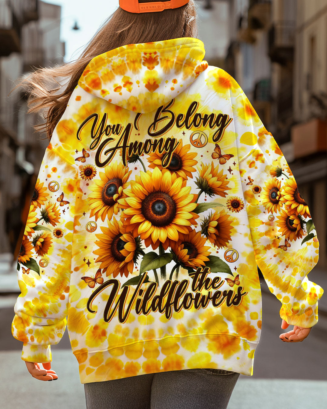 You Belong Among the Wildflowers Sunflower and Peace Signs Tie Dye AOP Shirts _5_ aRkZU