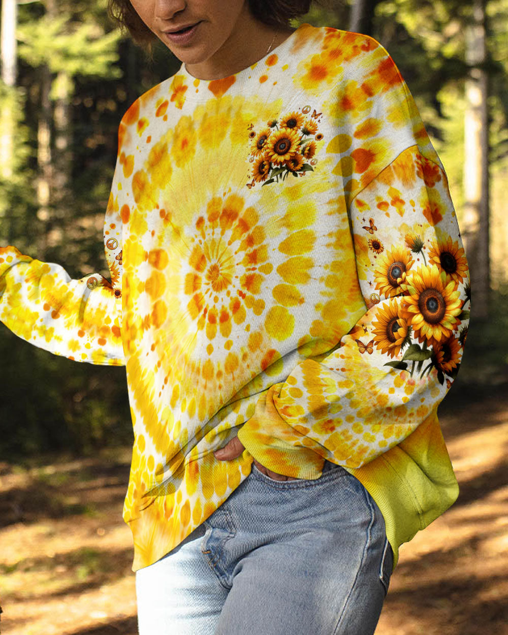 You Belong Among the Wildflowers Sunflower and Peace Signs Tie Dye AOP Shirts _6_ nIpHN