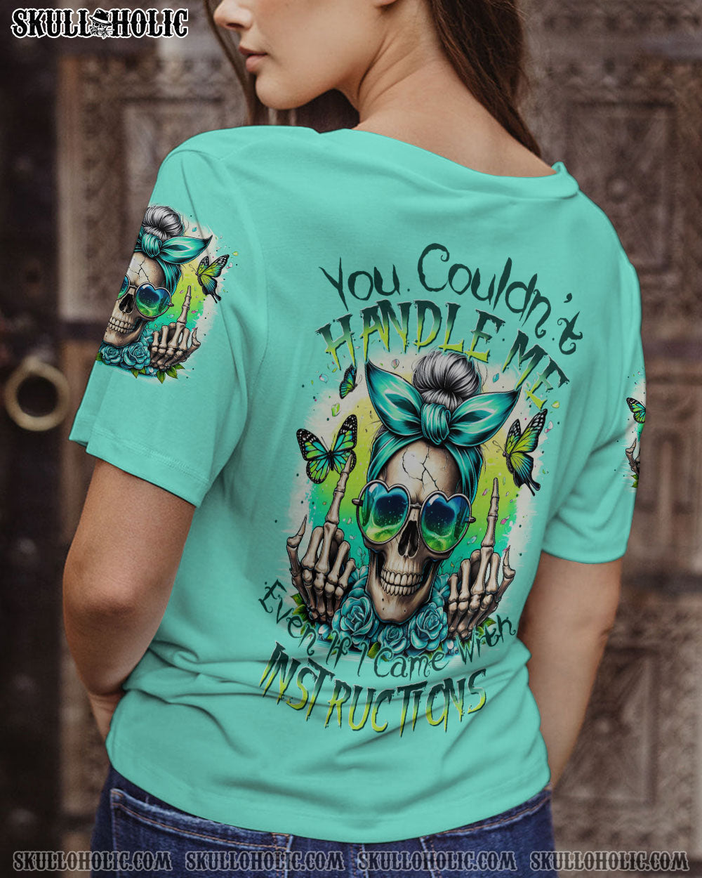 You Couldn_E2_80_99t Handle Me Even If I Came with Instructions Skull with Bow Sunglasses Graphic AOP Shirts _5_ cGxiF