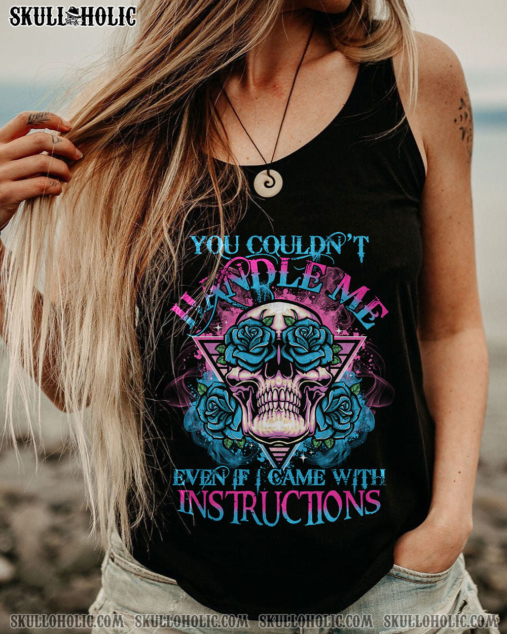 You Couldnt Handle Me Even If I Came with Instructions Neon Blue Rose Graphic AOP Shirts _11_ 2BbTZ