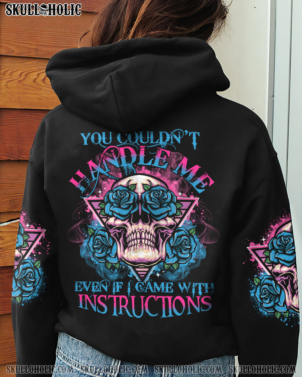 You Couldnt Handle Me Even If I Came with Instructions Neon Blue Rose Graphic AOP Shirts _3_ 9bQ61