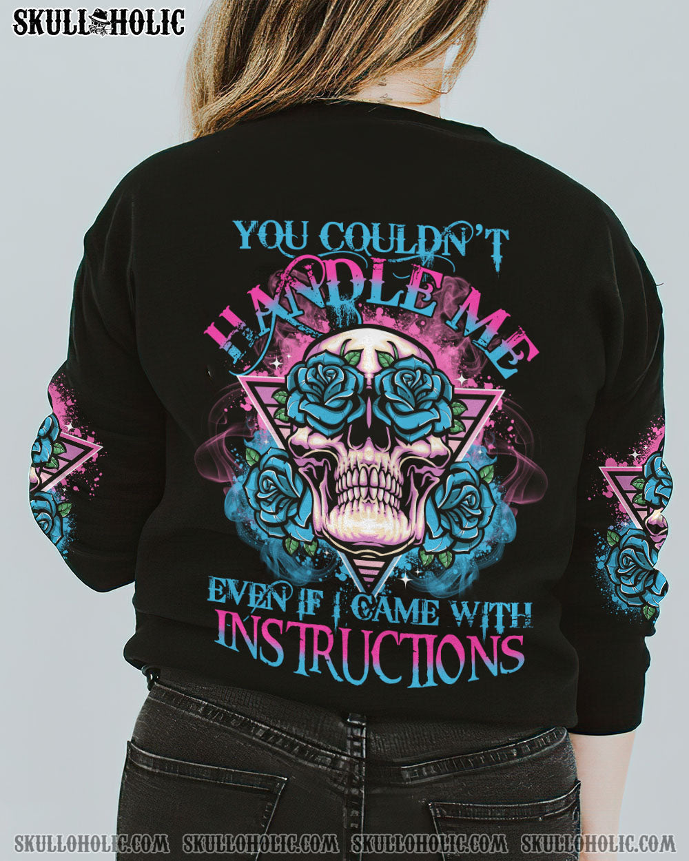 You Couldnt Handle Me Even If I Came with Instructions Neon Blue Rose Graphic AOP Shirts _5_ MHFDa