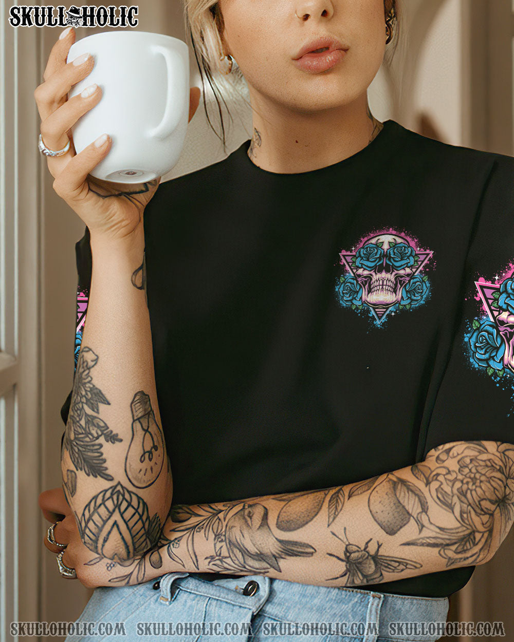 You Couldnt Handle Me Even If I Came with Instructions Neon Blue Rose Graphic AOP Shirts _7_ z4haV