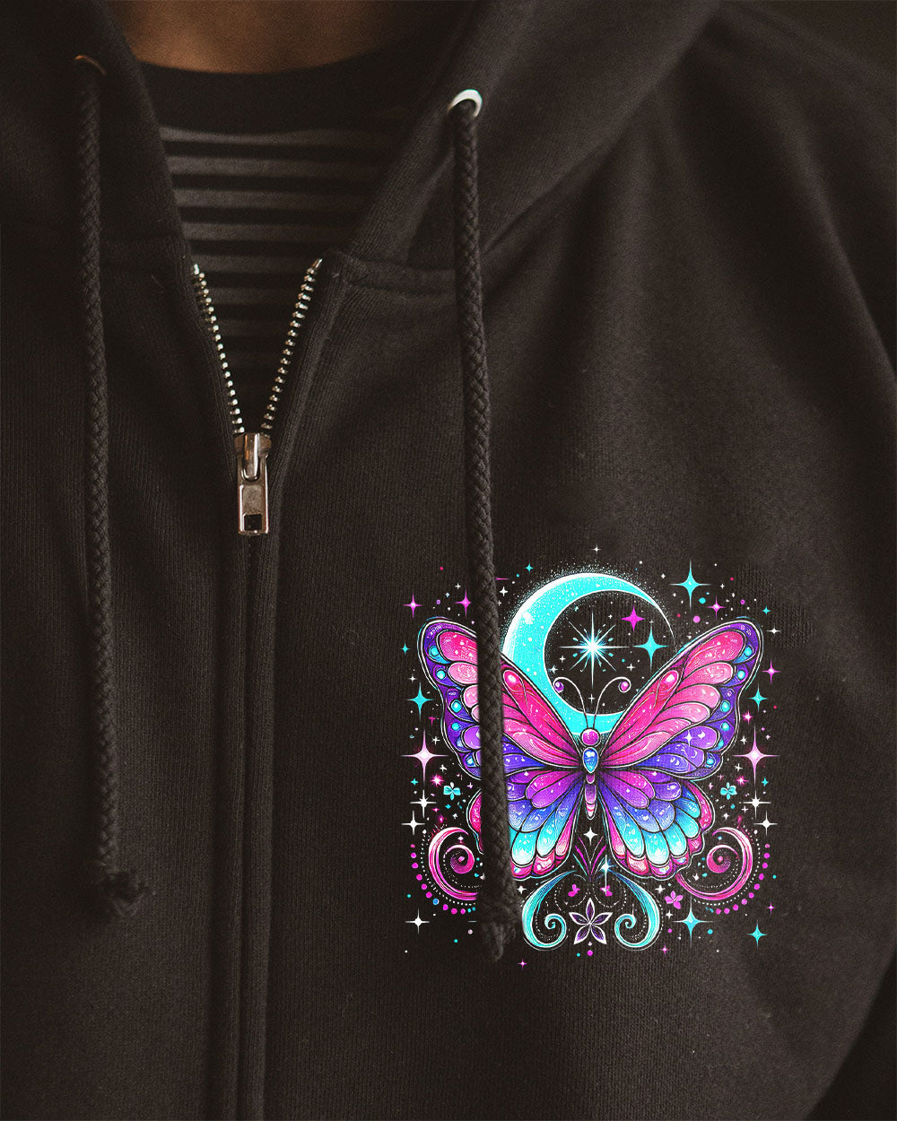 You Create Your Own Reality Purple Butterfly and Moon Spiritual Graphic AOP Shirts _10_ kt7YQ