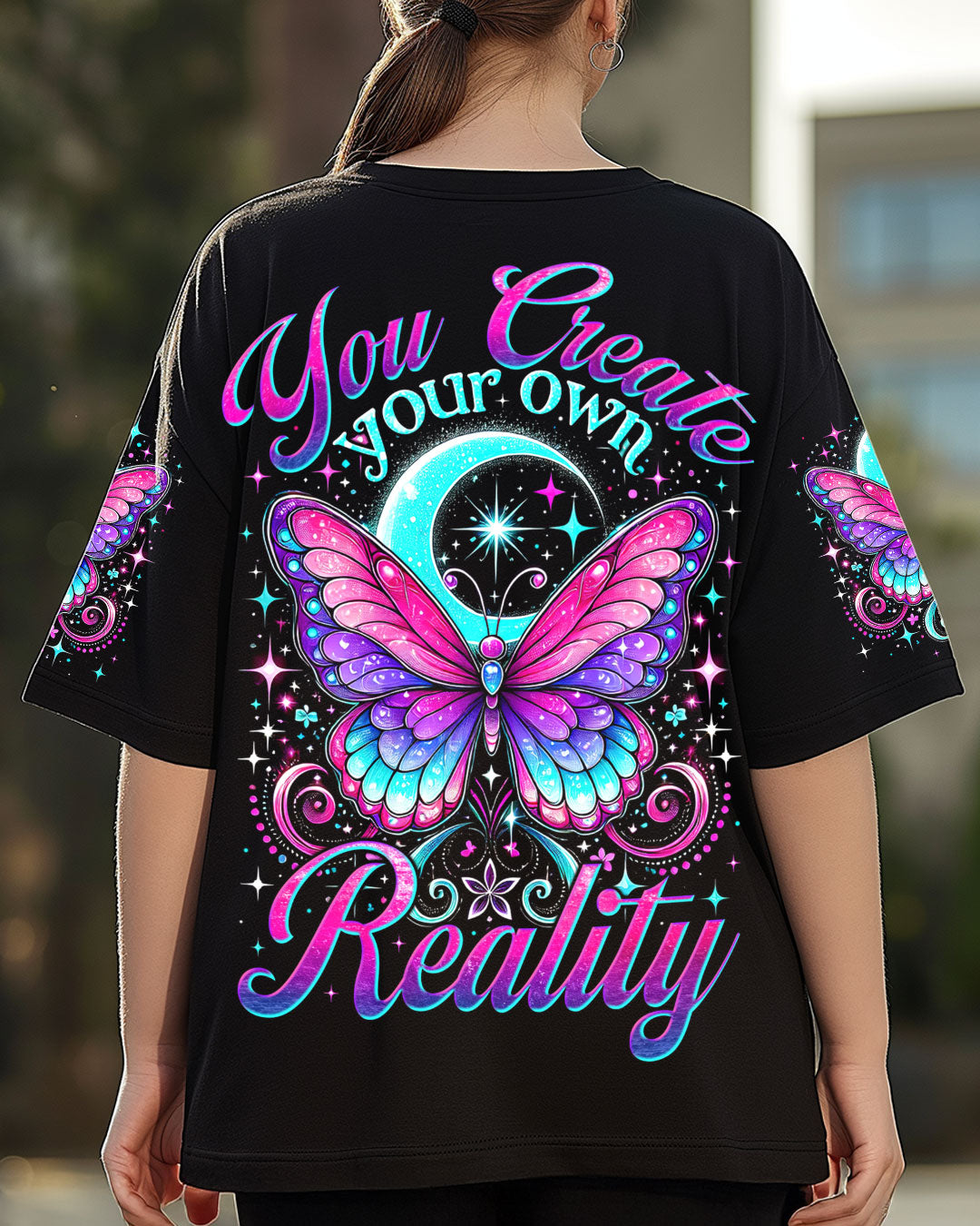 You Create Your Own Reality Purple Butterfly and Moon Spiritual Graphic AOP Shirts _3_ mr1PJ