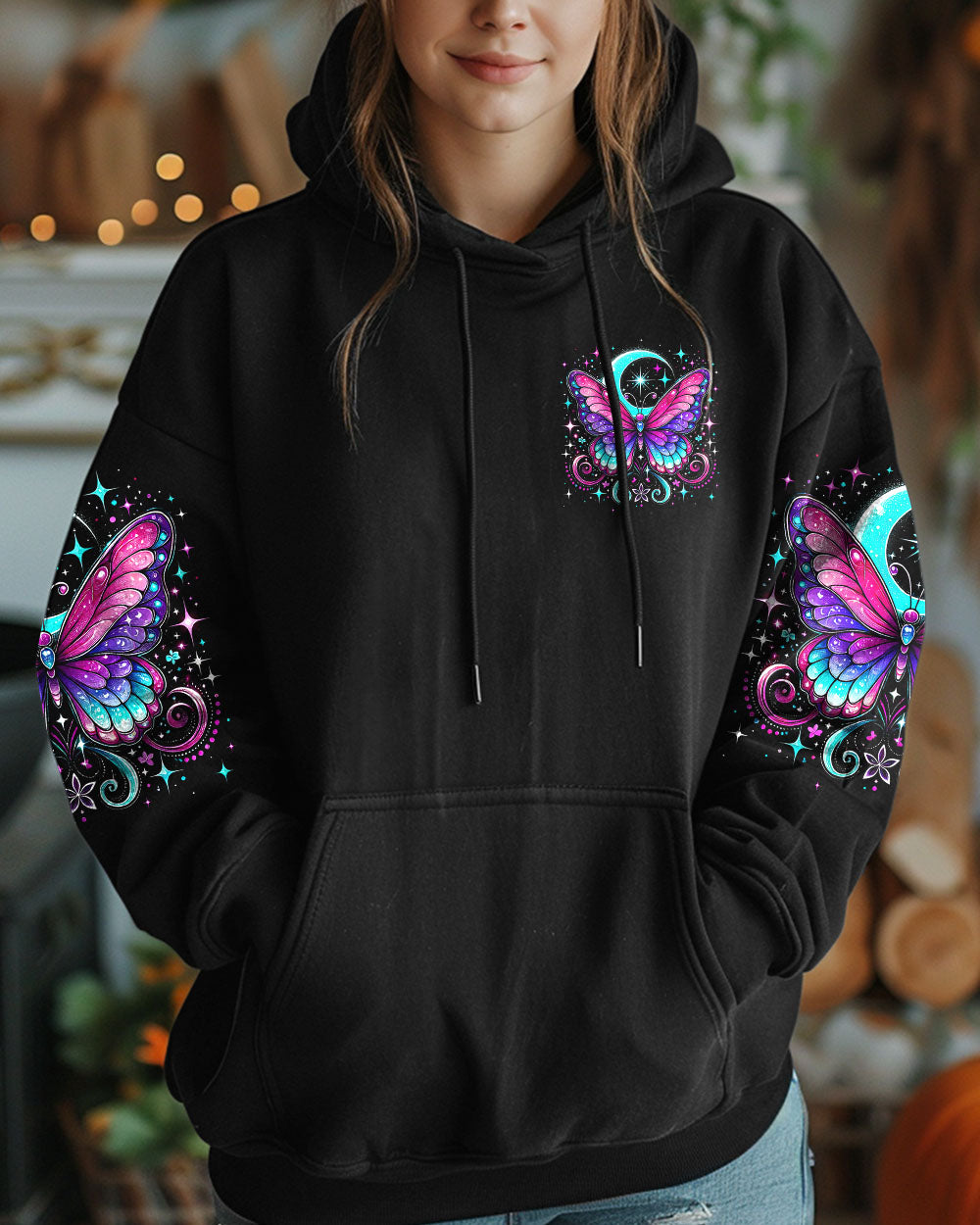 You Create Your Own Reality Purple Butterfly and Moon Spiritual Graphic AOP Shirts _6_ gPcAW