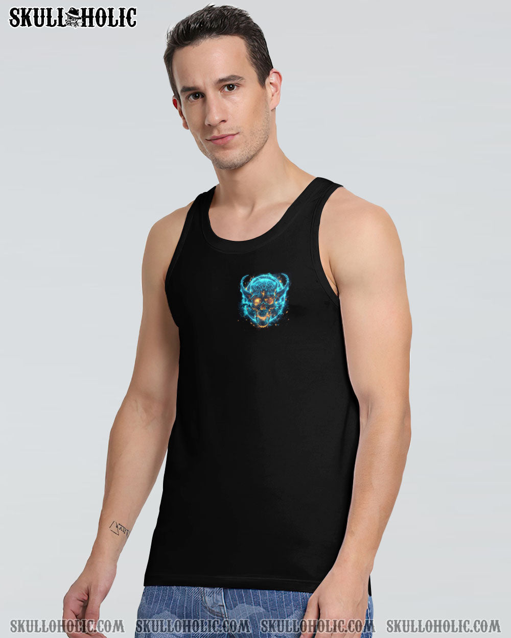 Your Demons Hide Under your Bed Mine Hide in My Head Blue Flame Skull Gothic AOP Shirts _15_ ZEZFB