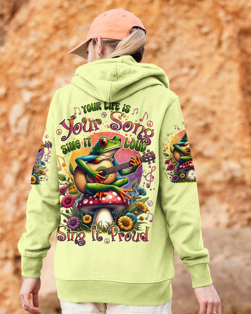 Your Life Is Your Song Sing It Loud Sing It Proud Frog Hippie Guitar Floral AOP Shirts _13_ VvaOv