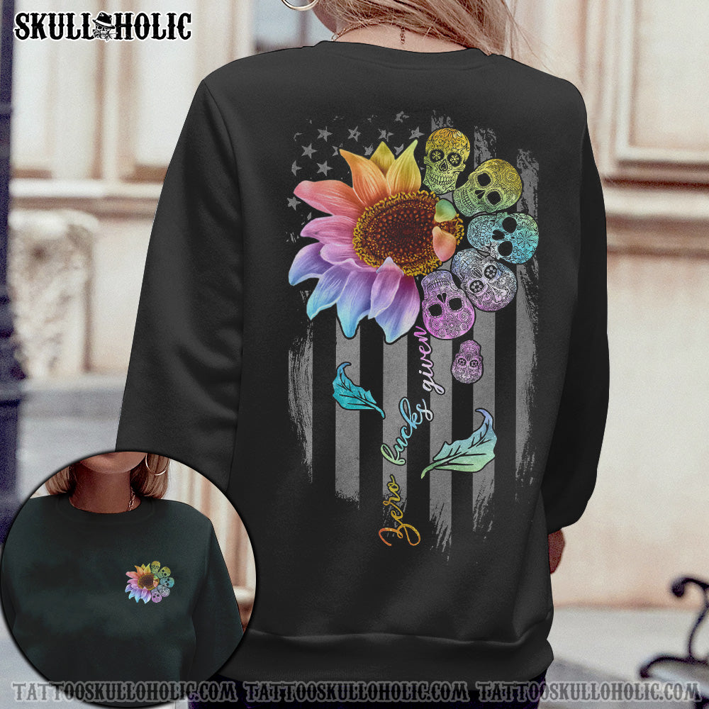 Zero F Given Colorful Skull and Sunflower Quote Graphic AOP Shirts _4_ 7qEo0
