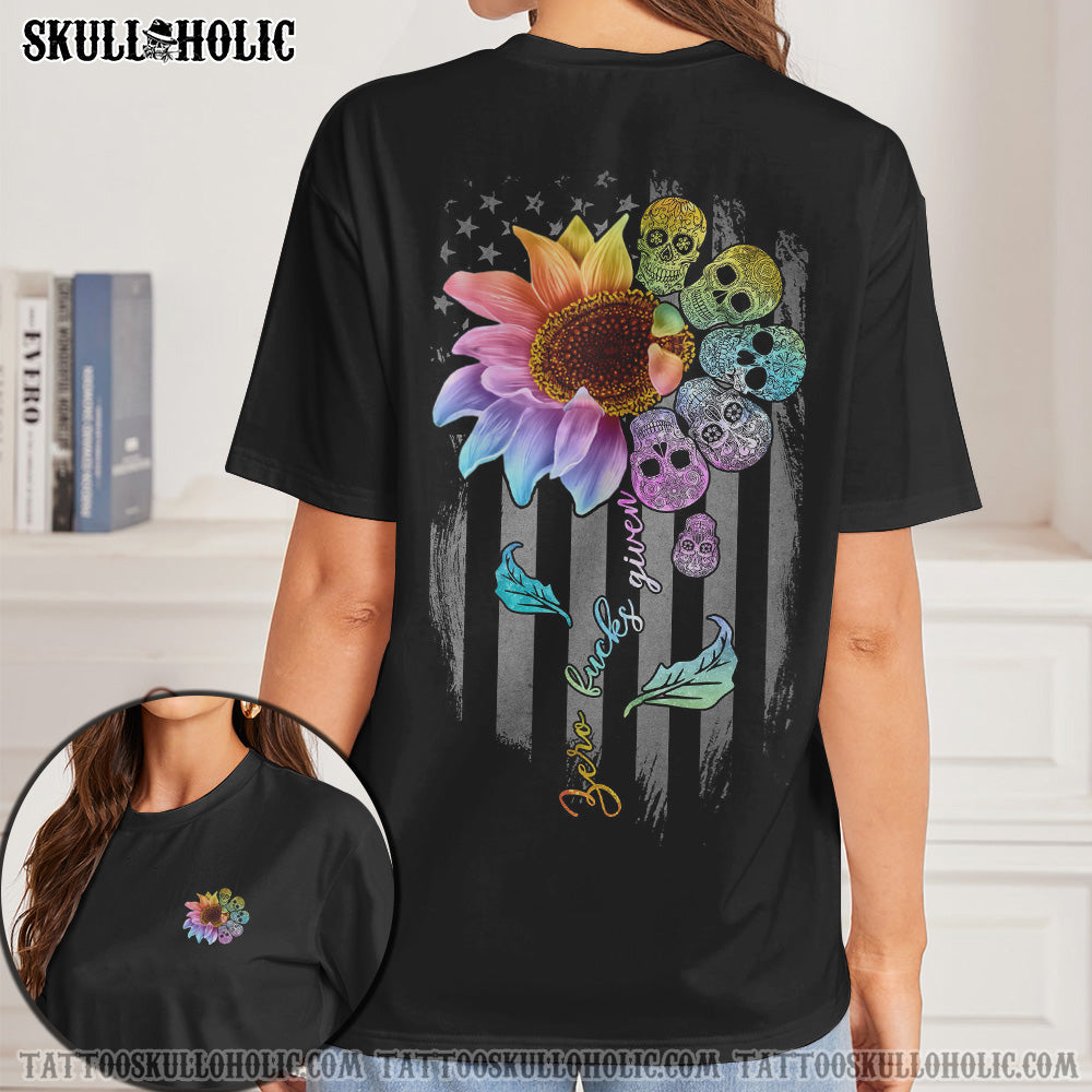 Zero F Given Colorful Skull and Sunflower Quote Graphic AOP Shirts _5_ X06OH