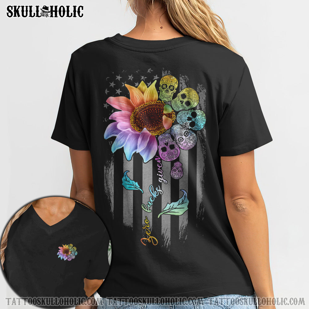 Zero F Given Colorful Skull and Sunflower Quote Graphic AOP Shirts _7_ D2bPI