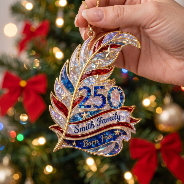 Born Free Custom Feather - Personalized Acrylic Ornament – Chrismas Gift For Family